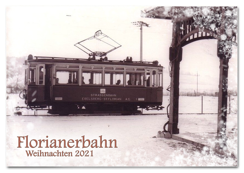 Triebwagen EM1 der Florianerbahn im Winter 1965 abfahrbereit in St. Florian